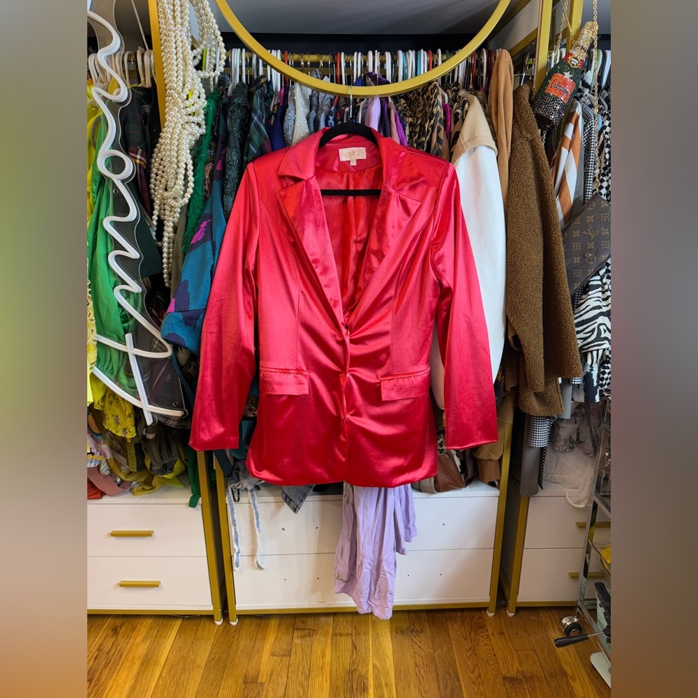Club L London Red Silky evening statement Blazer - Size 8